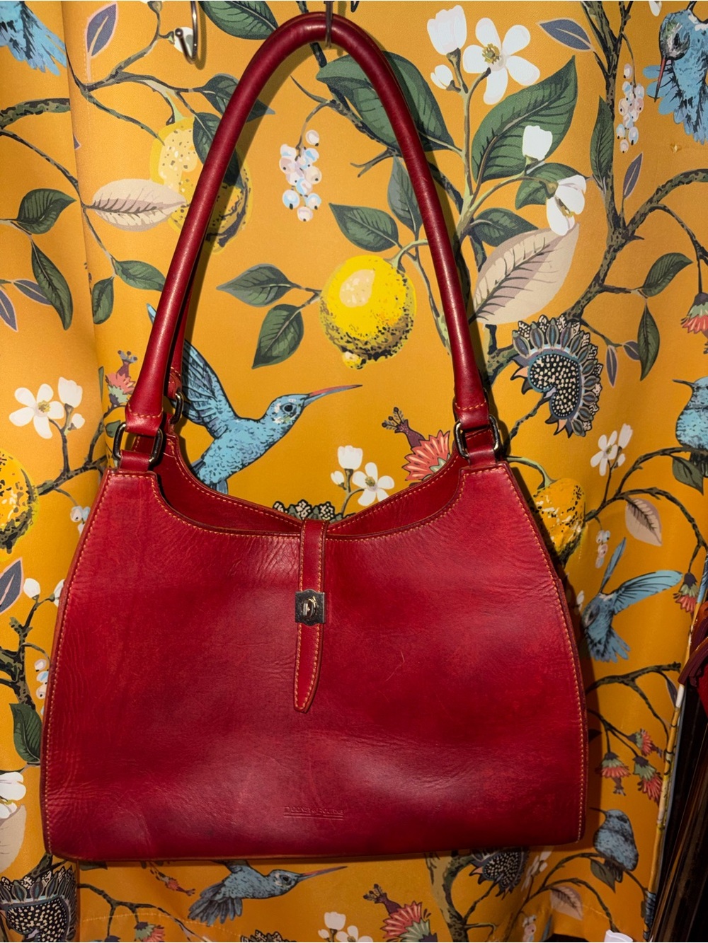 Dooney & Bourke Alto Collection Red Leather Shoulder Bag — Made in Italy